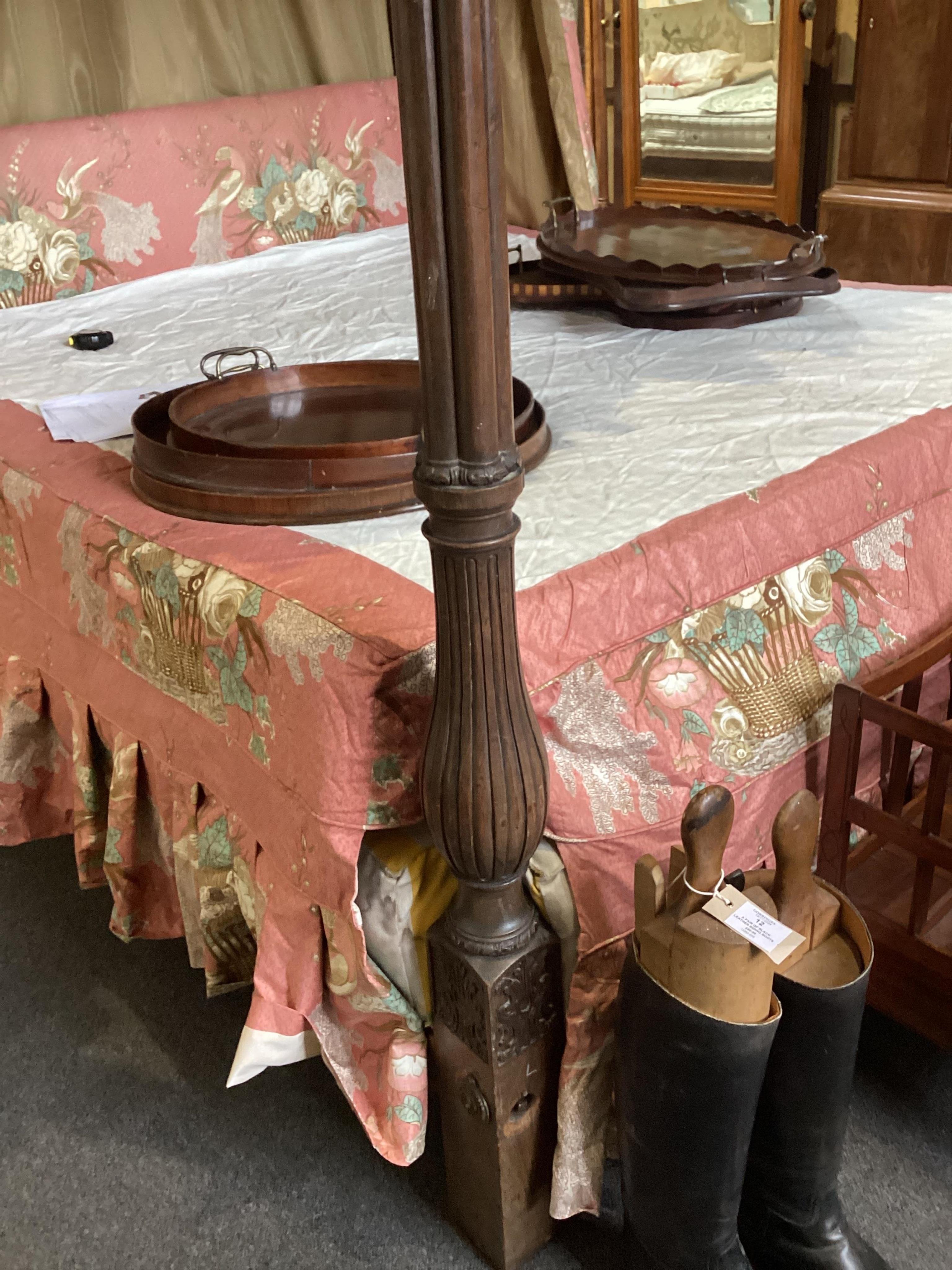 A George III style mahogany four poster bedstead